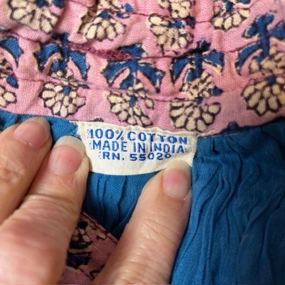 Made In India Women's Cotton Boho Skirt Gorgeous Detail Blue Size M/L - Picture 7 of 11